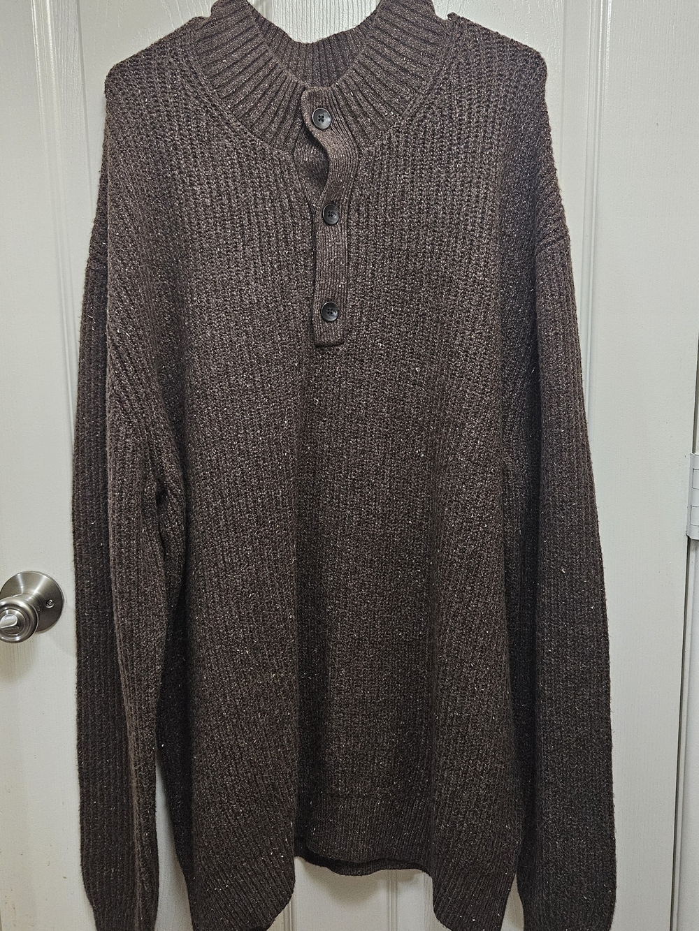 Goodfellow & Co Mock Neck Button Sweater - Brown XL